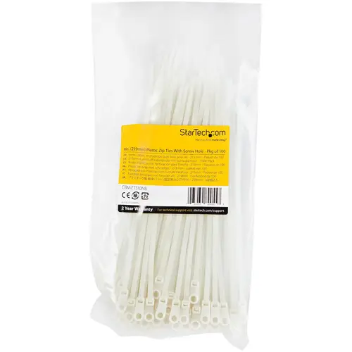 Bridas sujetacables de 20cm con perforación de montaje - 4 mm de ancho, para grupo de cables de 52 mm, soportan 22 kg de tensión, de Nylon 66, UL, paquete de 100 - Imagen 6