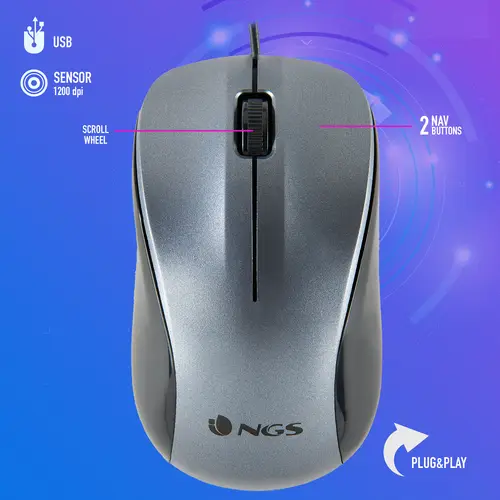 CREW ratón Oficina Ambidextro USB tipo A Óptico 1200 DPI - Imagen 7