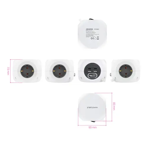 Base de 3 enchufes con 4 USB's (2 USB A + 2 USB-C), con interruptor - Imagen 5
