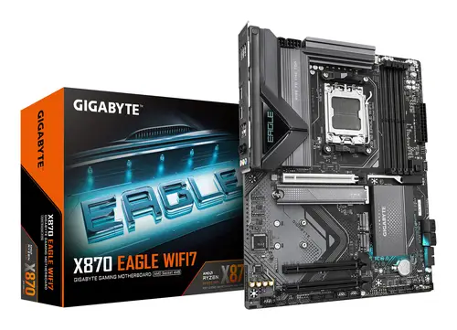 X870 EAGLE WIFI7 Placa Base - Compatible con CPUs AMD Ryzen 9000, 14+2+2 fases VRM, hasta 8000MHz DDR5 (OC), 1xPCIe 5.0 + 2xPCIe 4.0, Wi-Fi 7, LAN 2.5GbE, USB 4 - Imagen 1