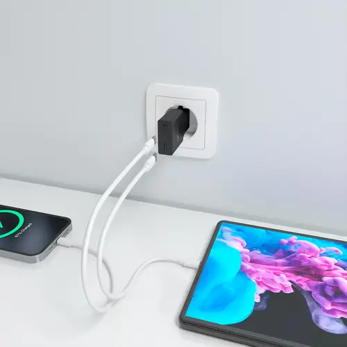Cargador Ultra Delgado GaN 30W, 2xUSB-C PD3.0, Negro - Imagen 6