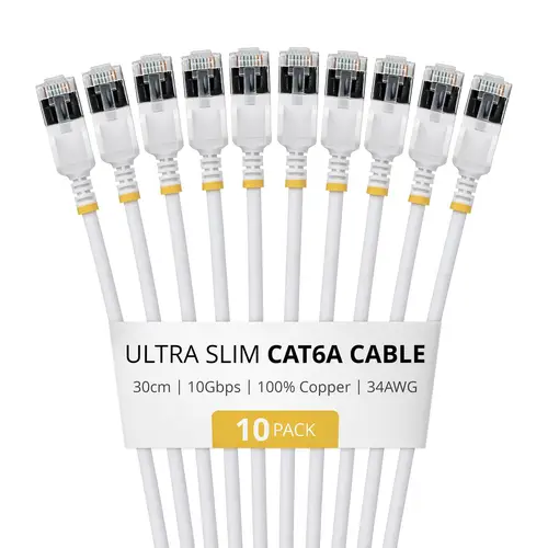 6ASTP34WHS30CM10PK cable de red Blanco 0,3 m Cat6a U/FTP (STP) Alrededor - Imagen 1