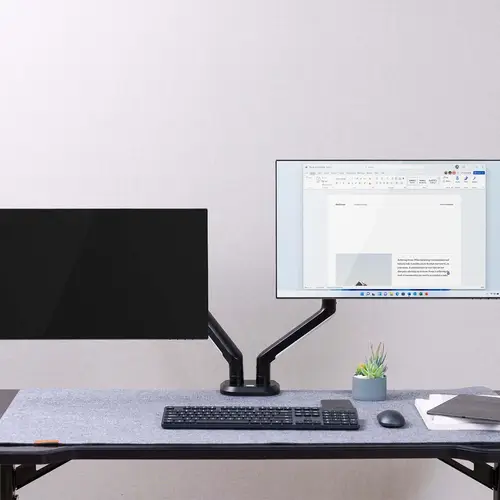 Soporte De Mesa RGB Gaming Contrapeso Giratorio E Inclinable Para Monitor/TV 9kg (3 Pivotes, 2 Brazos) De 17-32, Negro-Blanco - Imagen 3