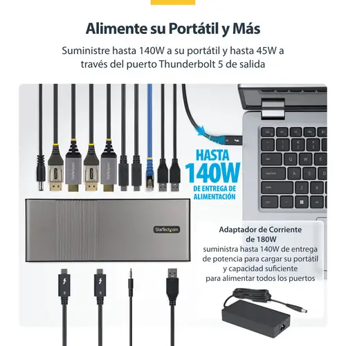206UE-TB5USB4DOCK base para portátil y replicador de puertos Alámbrico Thunderbolt 5 Negro, Gris - Imagen 11