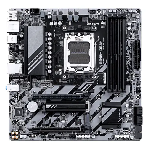 B840M DS3H Placa base - Procesadores AMD Ryzen 9000, VRM de 8+2+2 fases, hasta 8200 MHz DDR5, 2xPCIe 4.0 M.2, LAN 2.5GbE, USB 3.2 Gen 1 - Imagen 2