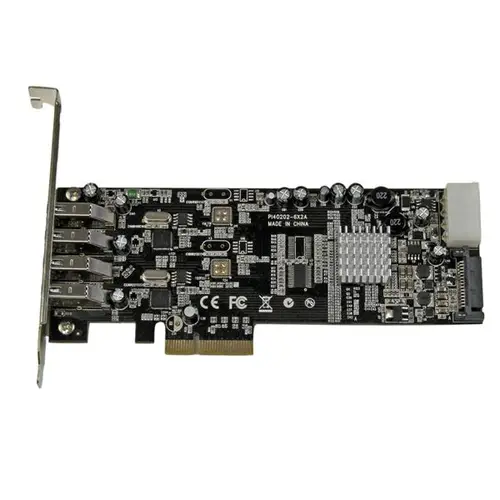 Adaptador Tarjeta PCI Express PCI-E 4 Puertos USB 3.0 UASP Bus Doble con Alimentación Molex SATA - Imagen 2