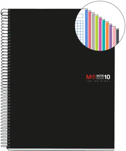 CUADERNO ESPIRAL NB-18 A5 200 HOJAS 5X5MM POLIPROPILENO NEGRO MIQUELRIUS 47044