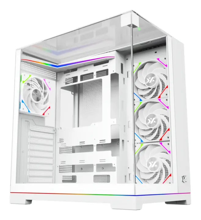 TESSERACT A-RGB, TORRE GAMING, 4x VENTILADORES, 3D ULTRA-PANORAMICO,BTF, TYPO C, ATX, BANCA