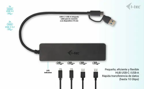 Metal USB-C HUB 2x USB 3.0 + 2x USB-C - Imagen 4
