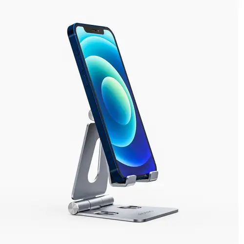 Soporte De Sobremesa Tamaño M Ajustable (2 Pivotes) Para Movil / Tablet, Plata - Imagen 3