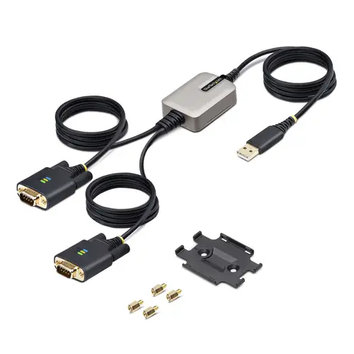 2P6FFC-USB-SERIAL cambiador de género para cable USB-A 2 x DB-9 RS-232 Negro, Gris - Imagen 9