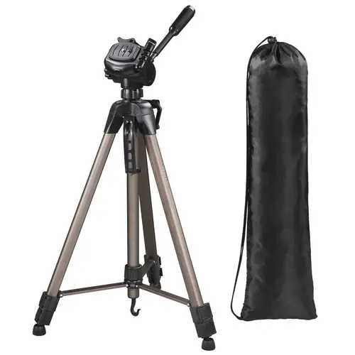 | Trípode para cámaras réflex, trípode extensible 166 cm, aluminio, cabeza 3D, soporte para cámaras de fotos estable, Color dorado/negro - Imagen 3