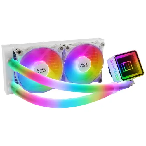 ML-ULTRA240 Blanco, Refrigeración Líquida CPU, TDP 500W, Espejo Infinito, 2 Ventiladores Silenciosos FDB ARGB, Tubos ARGB, Multisocket Universal - Imagen 1