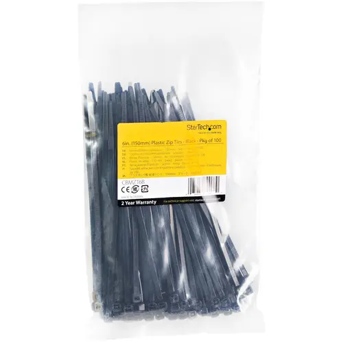 Bridas Ataduras de 15cm para Cables - Ancho 3mm, Diámetro del Haz 39mm, 18kg de Resistencia, Ataduras de Cremallera de Nylon Autobloqueantes, UL 94V-2, Paquete de 100 - Negro - Imagen 5