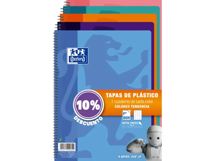 Pack 5 Cuadernos Fº T.Polipropileno School 80H 4X4 C/M 10% Dto Colores Tendencia 400091366