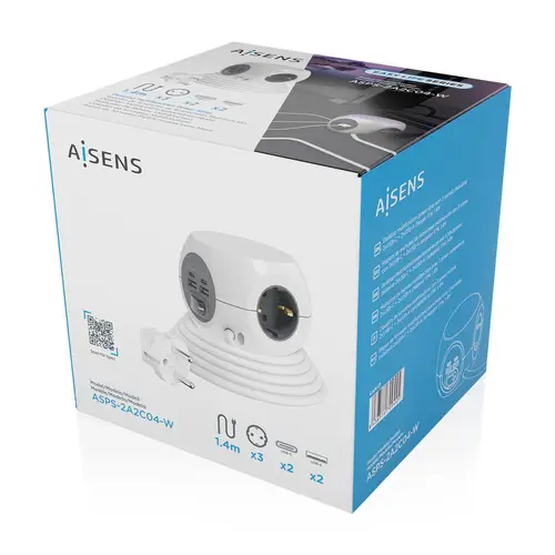 Regleta de Enchufes Sobremesa Multifuncion con 3 Tomas + 2xUSB-C, 2xUSB-A, 1.4M, Blanco - Imagen 6