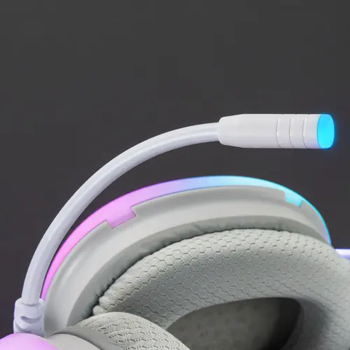 MH-GLOW Rosa, Auriculares 360° Full Chroma RGB Flow, Micrófono Cancelación de Ruido, Diseño Ultra-ligero, Almohadillas Mempory-Foam, Compatibilidad Universal - Imagen 6