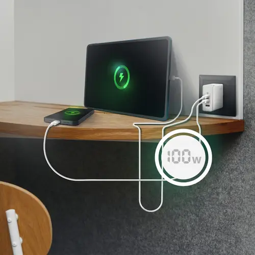 Cargador Gan 100W, 2xUSB-C PD3.0 QC4.0 QC5.0, 1xUSB-A QC3.0, Blanco - Imagen 5