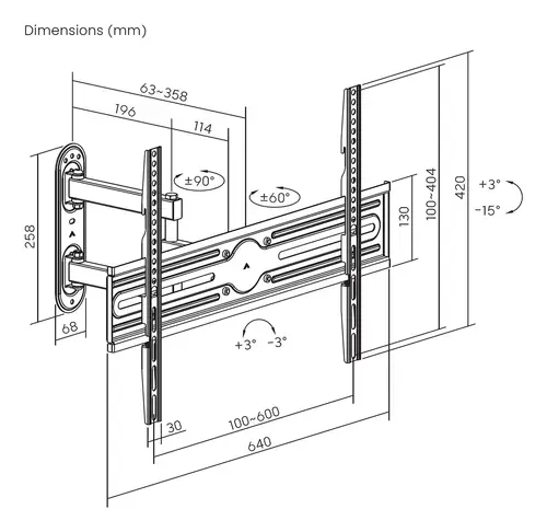 Soporte eco giratorio, inclinable y nivelable para monitor/TV 35kg de 37-70, Negro - Imagen 7