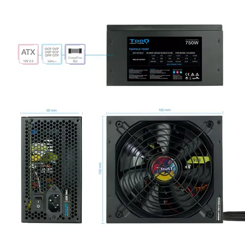 TQAPOLO-750SP unidad de fuente de alimentación 750 W 20+4 pin ATX ATX Negro - Imagen 4