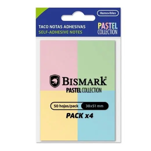 BISMARK TACO DE NOTAS ADHESIVAS 38X51MM 50H COLORES PASTEL
