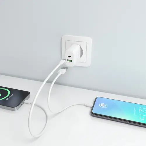 Cargador GaN 20W, 1xUSB-C PD3.0, 1xUSB-A QC3.0, Blanco - Imagen 5