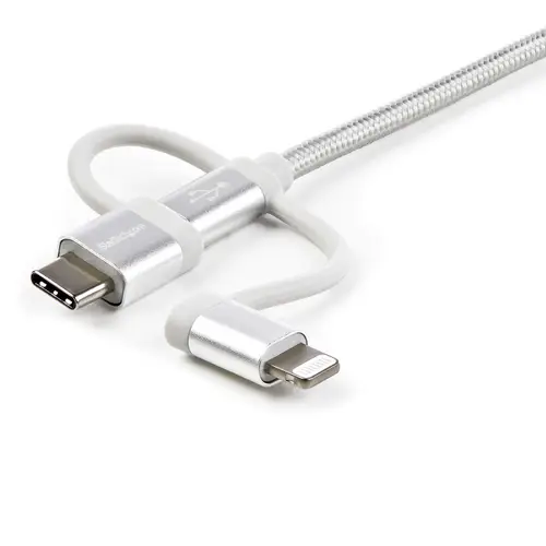 Cable Trenzado de 1m USB a Lightning USB-C y Micro USB - Cable Cargador para Teléfono Móvil iPhone iPad Tablet - Imagen 4