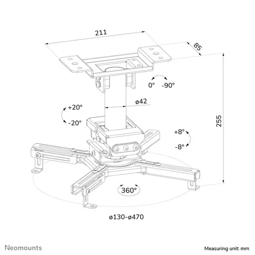 CL25-530BL1 Soporte de techo para proyector - alt. 25,5 cm - fácil montaje - movimiento completo - Imagen 15