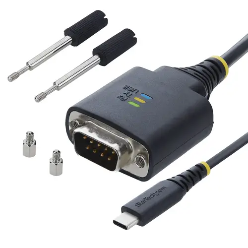 Cable Adaptador USB-C a Serie de 30cm - Chipset FTDI - Retención COM - Tipo C a RS232 DB9 Macho - LEDs de Estado - DB9 Con Tuercas y Tornillos de Fijación Intercambiables - Imagen 6