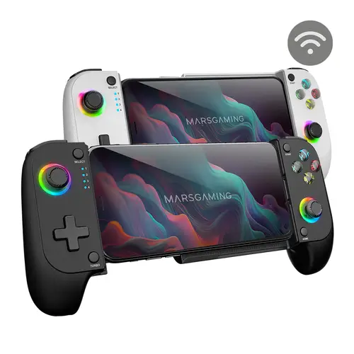 MGPX, Gamepad Bluetooth 5.0 2en1, RGB Neon, Vibración Dual y Función Turbo, Soporte Smartphone Hasta 6.8", Mando Multifunción Compatilidad PC, Android, iOS y Consolas, USB-C y Funda, Blanco - Imagen 2