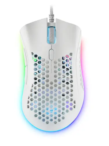 MMEX, Ratón Gaming RGB, 32K DPI, Cable Feather, Switches Ópticos, Blanco, One Size - Imagen 2