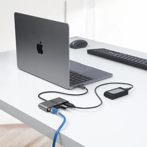 Hub Adaptador USB-C con Ethernet de 3 Puertos USB-A - Red Ethernet Gigabit RJ45 - USB 3.0 5Gbps - Alimentado por el Bus - Cable de 30cm - Ladrón Concentrador USB Tipo C a USB A - Imagen 7