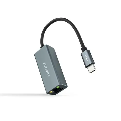 Conversor USB-C a Ethernet Gigabit 10/100/1000 Mbps, Aluminio, Gris, 15 cm - Imagen 1