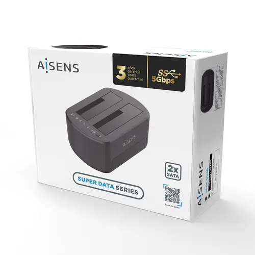 Estacion de Docking de Doble Bahia ASDS-D03B SATA 2.5/3.5 a USB 3.0/3.1 Gen1, Clone, Negra - Imagen 5
