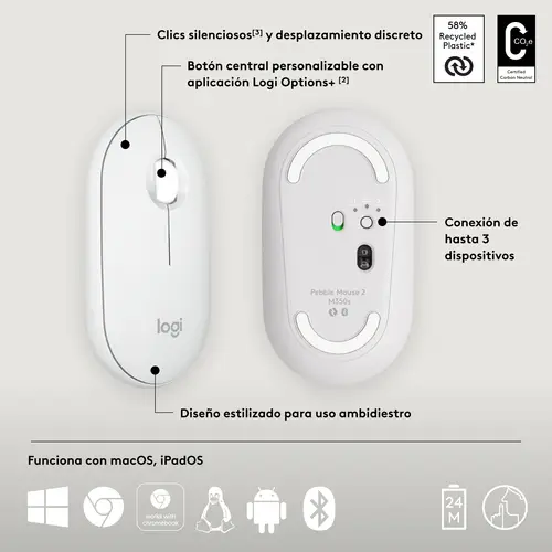 910-007013 ratón Viajes Ambidextro RF Wireless + Bluetooth Óptico 4000 DPI - Imagen 13