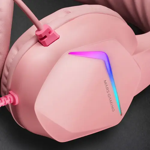 MH122 Rosa, Cascos Gaming FRGB Over Ear con Micrófono, Sonido HiFi, Cancelación de Sonido, Ultraligeros, PS4 PS5 Xbox Switch Tablet Windows Mac - Imagen 5