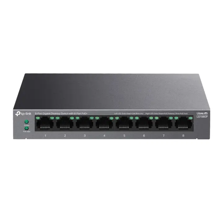 LiteWave LS108GP switch No administrado Gigabit Ethernet (10/100/1000) Energía sobre Ethernet (PoE) Negro