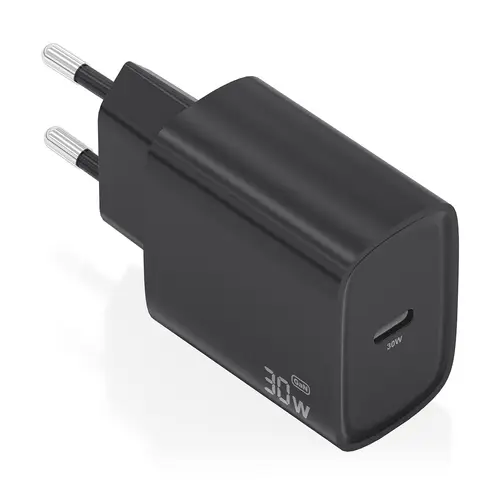 Cargador GaN 30W, 1xUSB-C PD3.0, Negro - Imagen 1