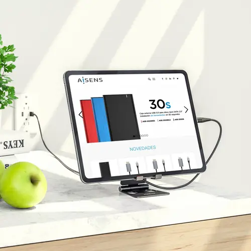 Soporte De Sobremesa Tamaño M Ajustable (2 Pivotes) Para Movil / Tablet, Negro - Imagen 5