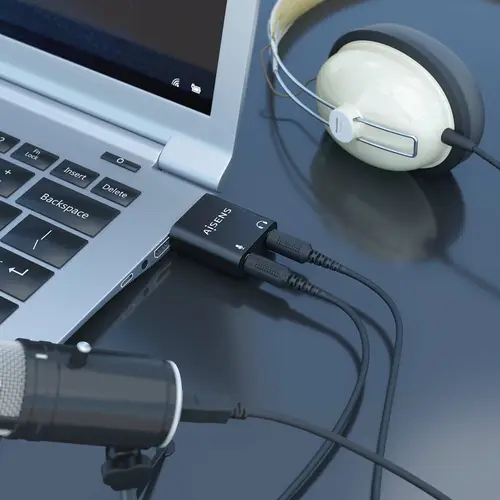 Conversor USB-A a Audio 48KHz, USB-A/M-2xJack 3.5/H, Negro - Imagen 4