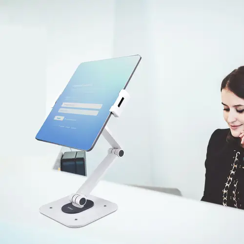 Soporte Ajustable de Sobremesa para Tablet - de Montaje en Pared - 1kg de Capacidad - Base Ergonómica Ajustable para Tablet - con Giro, Rotación e Inclinación - Imagen 9