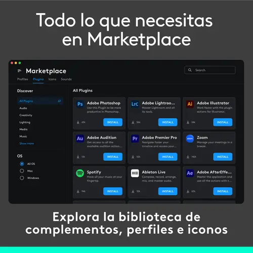 MX Creative Console, keypad programable con 9 teclas LCD personalizables y dial de control para diseño gráfico, edición de vídeo, fotografía, uso con Adobe, Zoom, Spotify, etc. Color Gris - Imagen 8