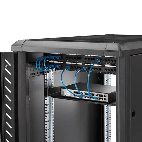 Bandeja Estante de 1U para Armario Rack de Servidores - de 10 Pulgadas (254mm) de Profundidad - en Acero de Servicio Pesado - con Capacidad de Carga de 20kg - Negro - Imagen 2