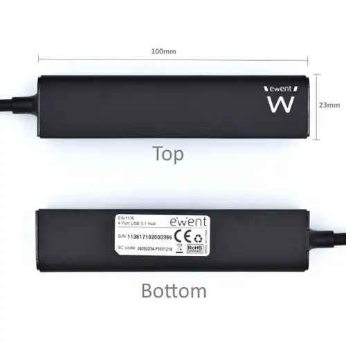 EW1136 hub de interfaz USB 3.2 Gen 1 (3.1 Gen 1) Type-A 480 Mbit/s Negro - Imagen 5