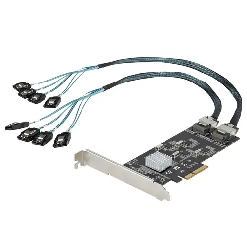 Tarjeta PCIe de 8 Puertos SATA - Tarjeta Adaptadora de Expansión PCI Express SATA con 4 Controladores de Host - Tarjeta Controladora PCIe SATA - SATA III - Imagen 1