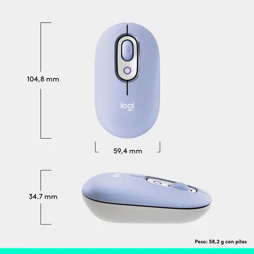 POP Mouse, ratón inalámbrico Bluetooth compacto y portátil con botones programables y clics discretos, tecnología Easy-Switch para alternar hasta 3 dispositivos, portátil, tablet, PC: Lila - Imagen 9