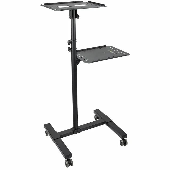 Soporte Móvil para Proyector y Ordenador Portátil - Carrito de Servicio Pesado para Proyector (2 Estantes) - de Altura Ajustable para Presentaciones - con Ruedas Bloqueables