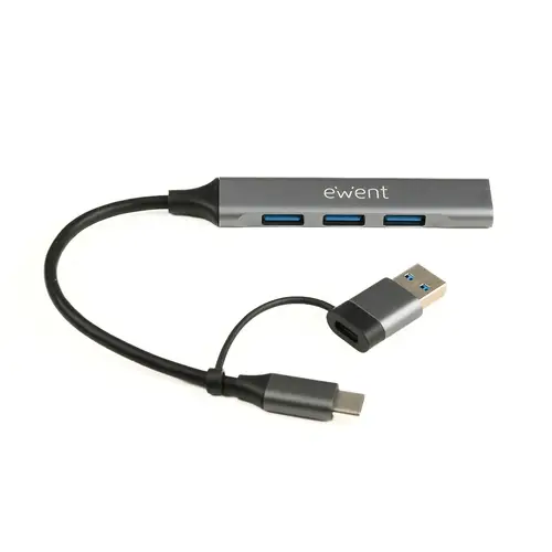 EW1154 hub de interfaz USB 3.2 Gen 1 (3.1 Gen 1) Type-A + Type-C Gris - Imagen 1