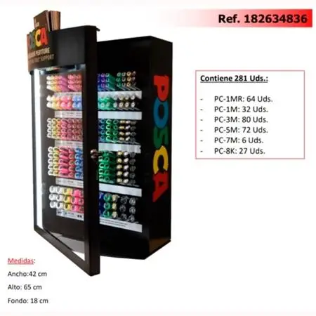 POSCA EXPOSITOR MARCADOR  PC-1MR/1M/3M/5M/7M/8K -281 PIEZAS-