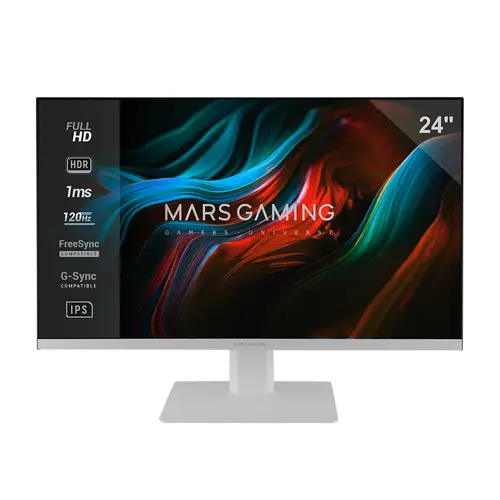 MV-24, Monitor 24 IPS FHD 120Hz, HDR10 1ms, FreeSync y G-SYNC, Monitor PC con Altavoces Integrados, Inclinación 25°, Low Blue Light y Flicker Free, HDMI + DisplayPort + Jack 3.5mm, Blanco - Imagen 1